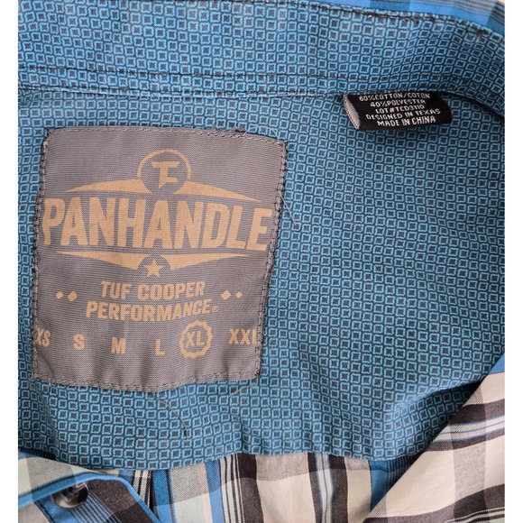 PANHANDLE Tuf Cooper Performance Western Shirt Mens XL Blue‎ Plaid Long Sleeve - Picture 3 of 12
